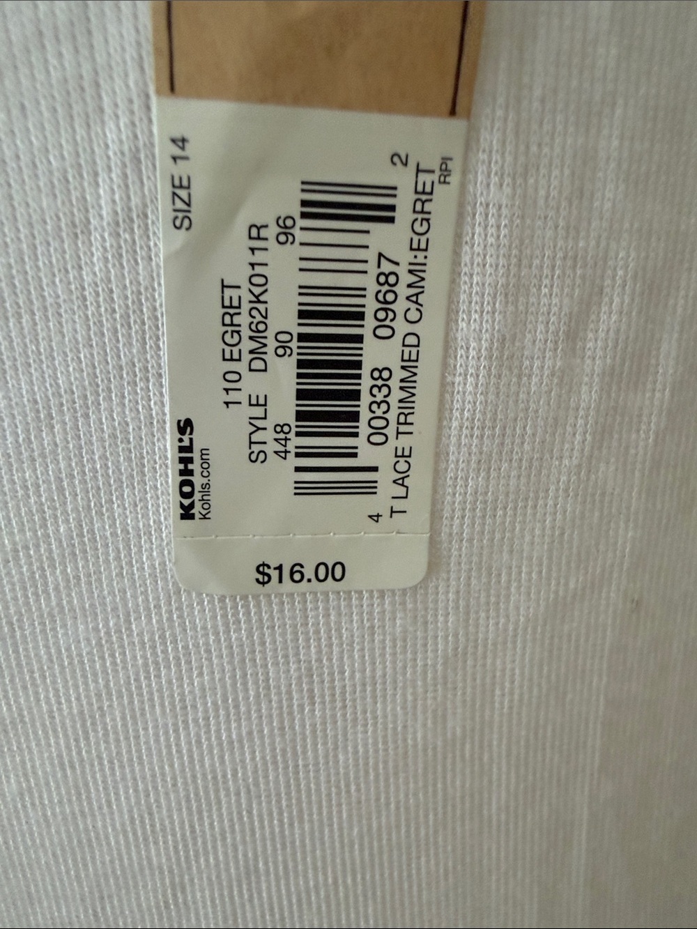 MUDD Girl’s Cream Lace-Trim Camisole Tank Top, Size 14 - Picture 4 of 8